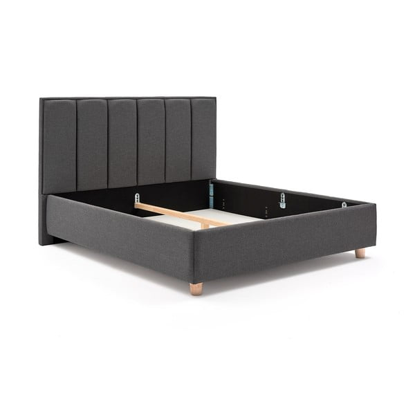 Tmavosivá dvojlôžková posteľ s úložným priestorom PreSpánok Wega, 180 x 200 cm-image-2