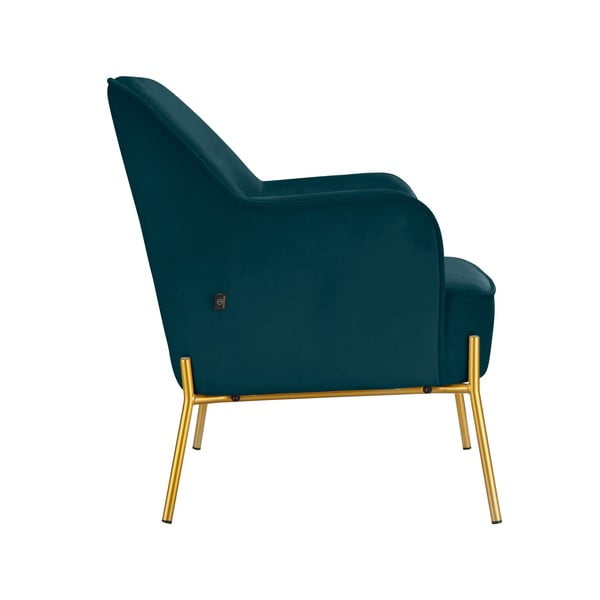 Zelenomodré zamatové kreslo Runa - Støraa-image-1