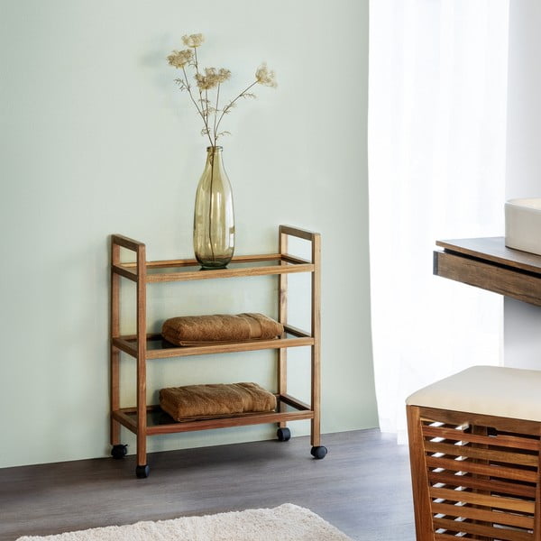 Čierny/v prírodnej farbe kúpeľňový regál z masívu akácie 65x76,5 cm Fondi – Wenko-image-1