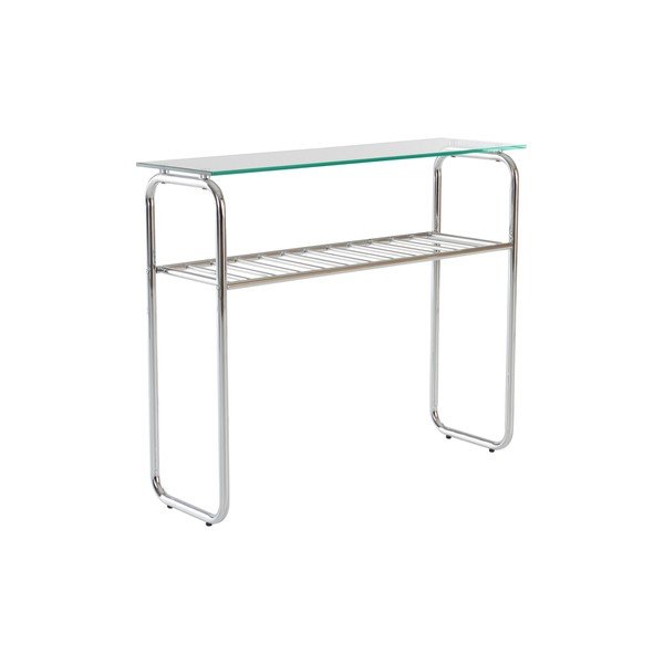 Konzolový stolík so sklenenou doskou v lesklej striebornej farbe 32x100 cm Walle – Jotex