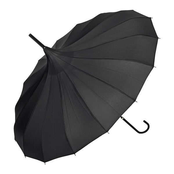 Čierny dáždnik s rúčkou Von Lilienfeld Pagoda Fabienne, ø 90 cm