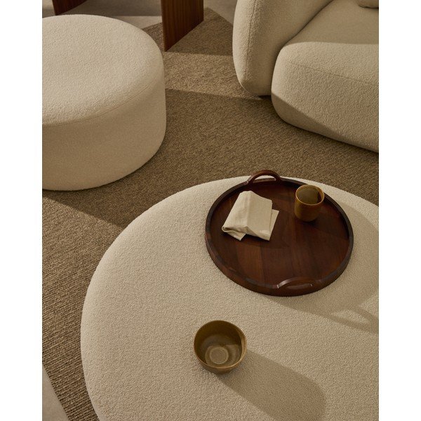 Krémový taburet z textílie buklé Kaeli – Kave Home-image-2