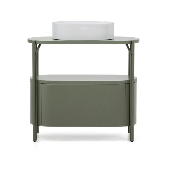 Zelená skrinka pod umývadlo 90x81 cm Arely – Kave Home-image-3