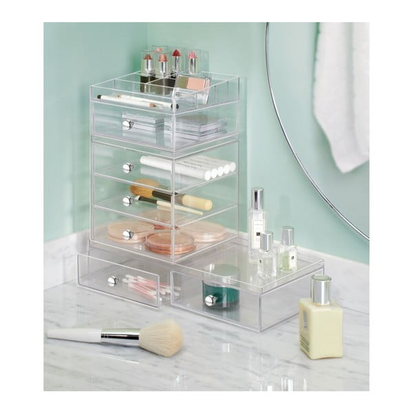 Transparentný organizér 3 zásuvkami iDesign Drawers, výška 18 cm-image-4