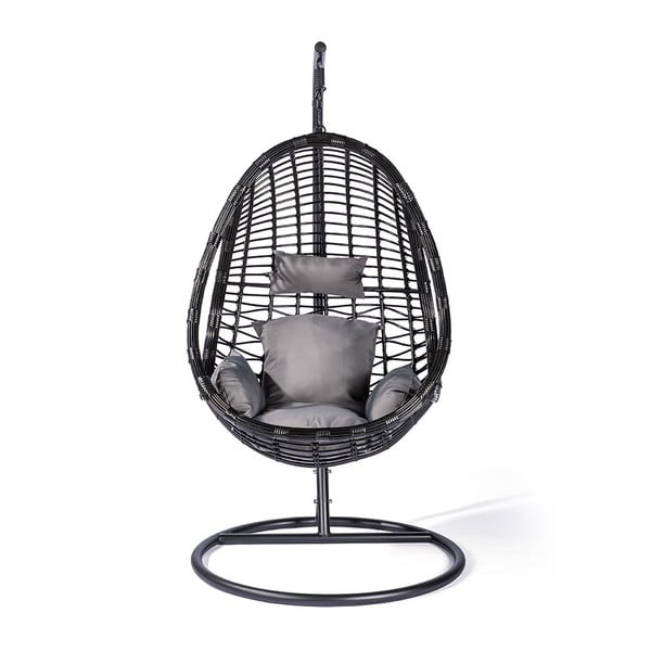 Čierne závesné kreslo z umelého ratanu Le Bonom Tahiti-image-2