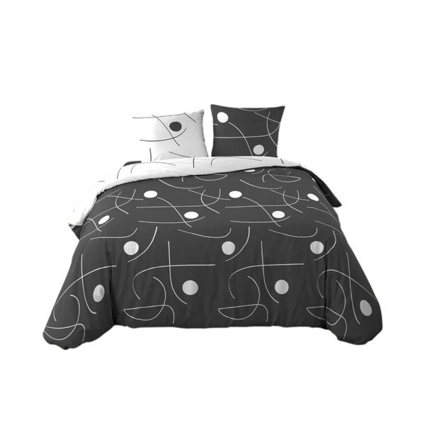 Biele/tmavosivé 3-dielne obliečky na dvojlôžko/predĺžené z mikrovlákna 240x220 cm Sonate – douceur d'intérieur