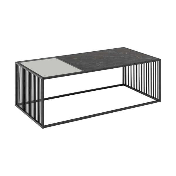 Čierny konferenčný stolík so sklenenou doskou 60x120 cm Strington – Actona-image-3