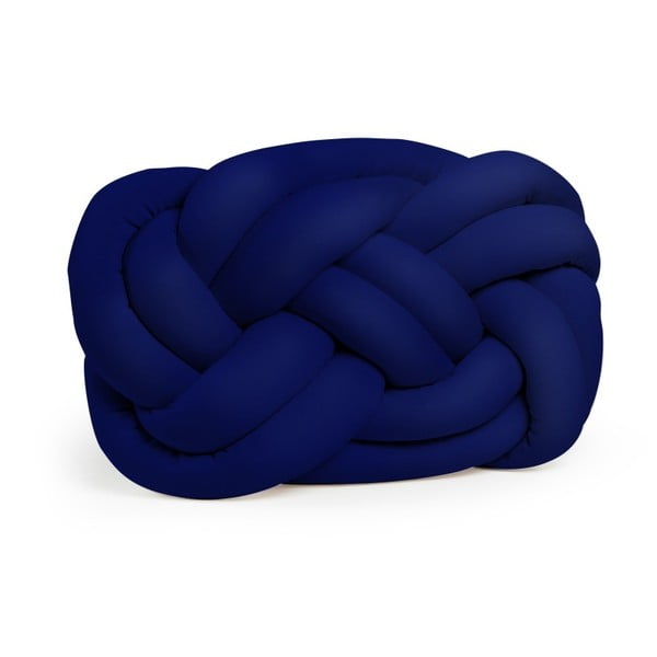 Tmavomodrý vankúš Cloud Knot Decorative Cushion Velvet Effect, 40 x 32 cm