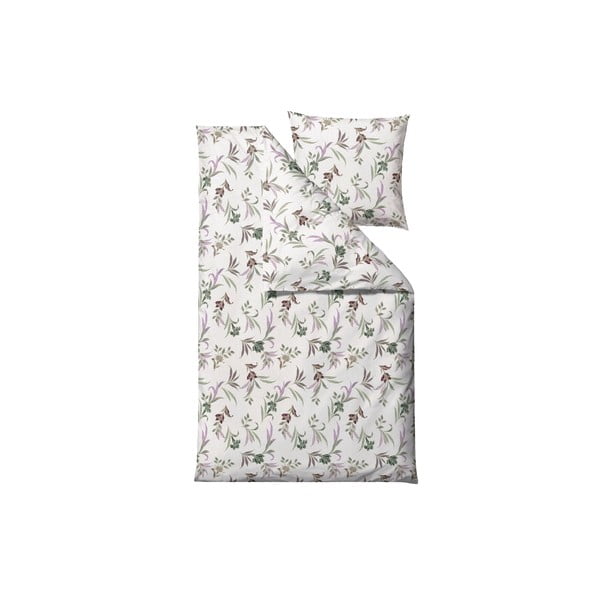 Zeleno-béžové obliečky na jednolôžko z bavlneného saténu 140x200 cm Soft Tropic – Södahl-image-2