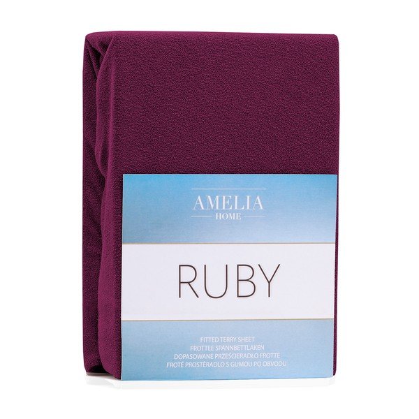 Tmavofialová elastická plachta s vysokým podielom bavlny AmeliaHome Ruby, 200 x 120-140 cm-image-1