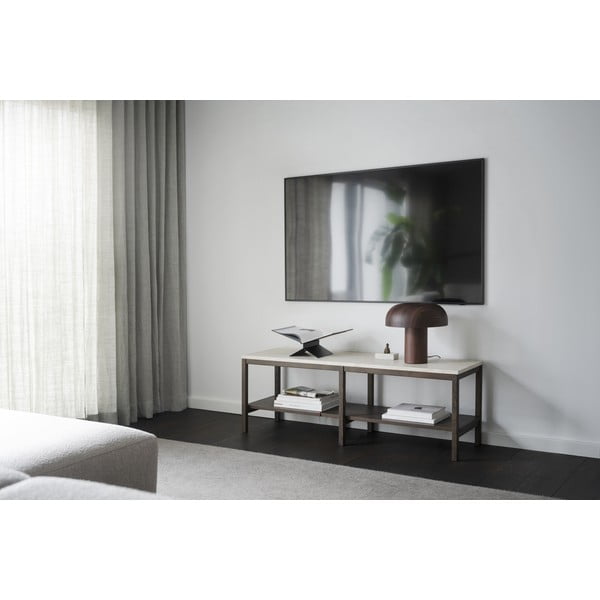 Hnedo-béžový konzolový stolík s doskou z kameňa 140x40 cm Orwel - Rowico-image-1