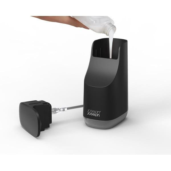 Čierny plastový dávkovač mydla 350 ml Slim – Joseph Joseph-image-1
