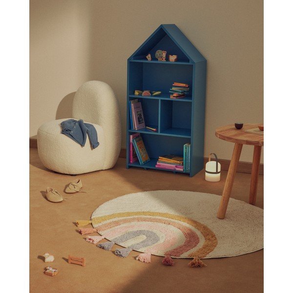 Slonovinový prateľný/ručne tkaný bavlnený detský koberec ø100 cm Tadea – Kave Home-image-1