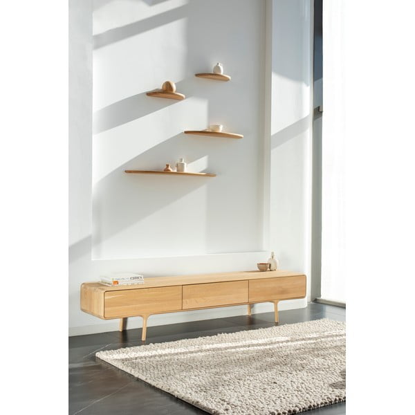 Police z dubového dreva v prírodnej farbe Mu - Gazzda-image-4