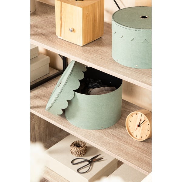 Zelenomodré kartónové úložné boxy v súprave 2 ks s vekom ø 26x17,5 cm Wilma Canvas Paper Laminate – Bigso-image-2