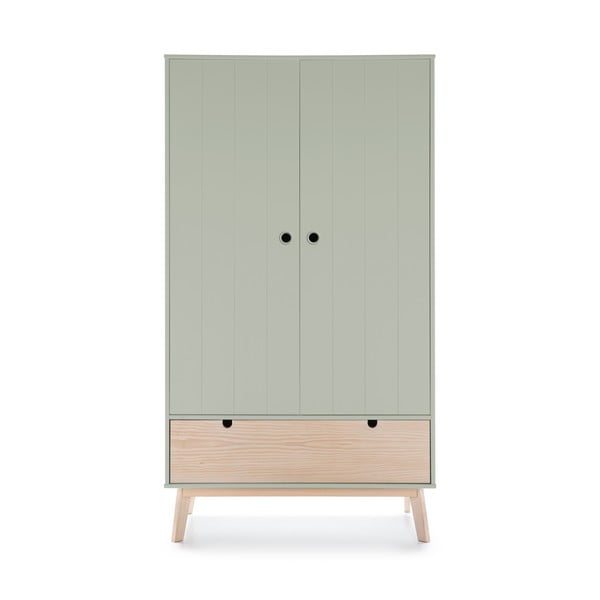 Zelená detská šatníková skriňa s nohami z borovicového dreva Marckeric Kiara-image-2