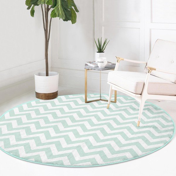 Prateľný okrúhly koberec v mentolovozelenej farbe vhodný pre robotické vysávače ø 100 cm Comfort – Mila Home-image-2