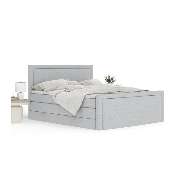 Svetlosivá boxspring posteľ s úložným priestorom 200x200 cm Lavenda – Maison de Rêve-image-2