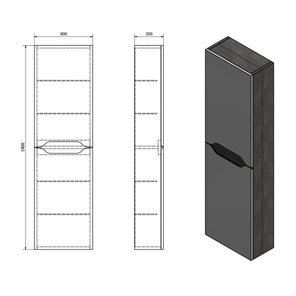 Biela/v prírodnej farbe kúpeľňová skrinka v dekore exotického dreva 40x140 cm Wave – Sapho-image-2