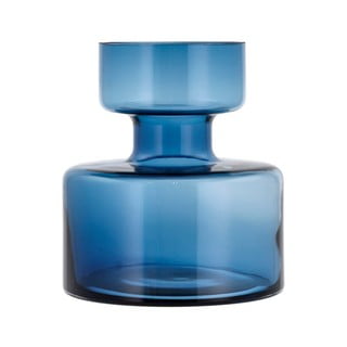 Tmavomodrá sklenená váza Lyngby Glas Tubular, výška 20 cm