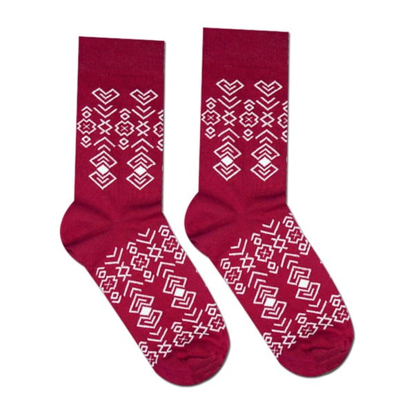 Červené bavlnené ponožky Hesty Socks Geometry, vel. 43-46