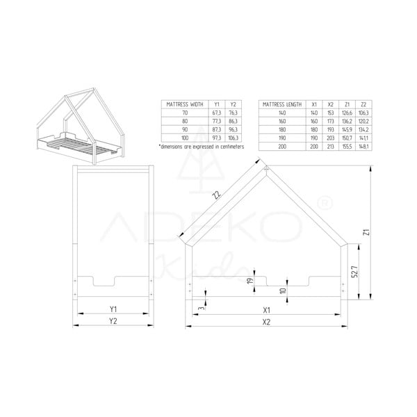 Domčeková detská posteľ z borovicového dreva Adeko Loca Dork, 90 x 200 cm-image-2