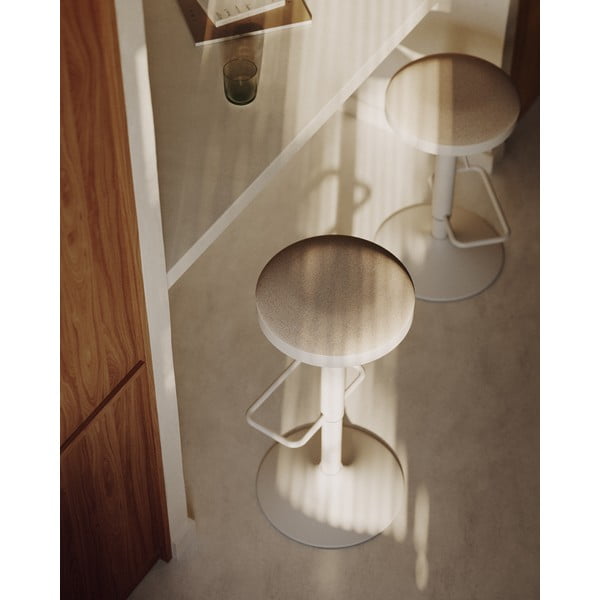 Béžové čalúnené barové stoličky v súprave s nastaviteľnou výškou 2 ks (výška sedadla 53,5 cm) Zaib – Kave Home-image-1