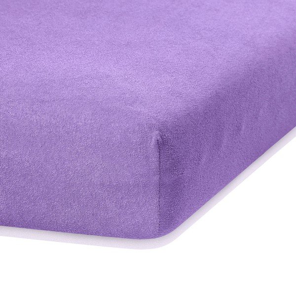 Fialová elastická plachta na dvojlôžko AmeliaHome Ruby Purple, 220-240 x 220 cm-image-1