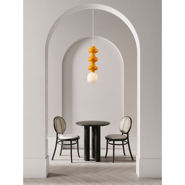 Biele/oranžové keramické závesné svietidlo so skleneným tienidlom ø 18 cm Clio – Nova Luce-image-4