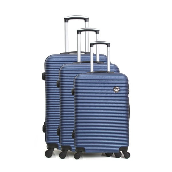 Sada 3 modrých cestovných kufrov na kolieskach Bluestar Vanity