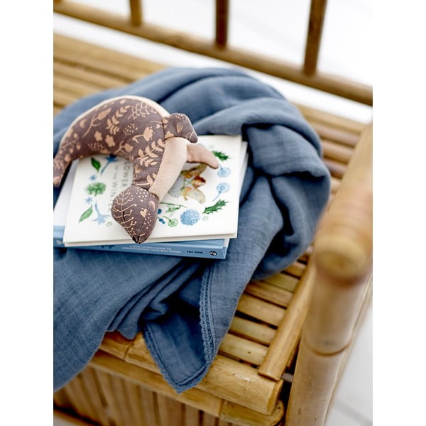 Tmavo modrá bavlnená detská deka 100x80 cm Muslin - Bloomingville Mini-image-2