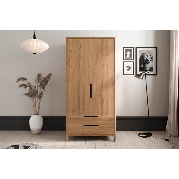 Šatníková skriňa z dubového dreva v prírodnej farbe 96x188 cm Twig – The Beds-image-1
