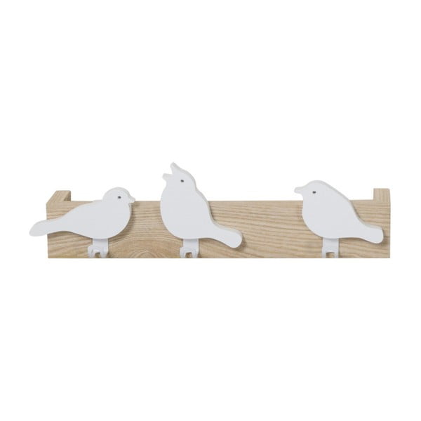 Hnedo-biely nástenný vešiak s 3 háčikmi Furniteam Bird
