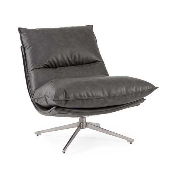 Tmavosivé kreslo s úložným priestorom z imitácie kože Alanez – Bizzotto