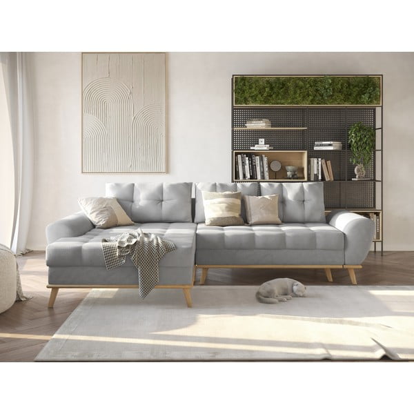 Svetlosivá rozkladacia rohová pohovka (ľavý roh) Balitco – Ropez-image-1