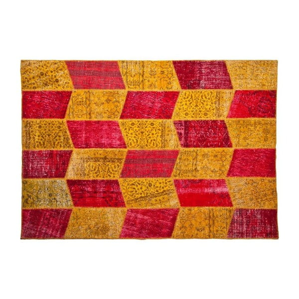Vlnený koberec Allmode Yellow Red, 150x80 cm