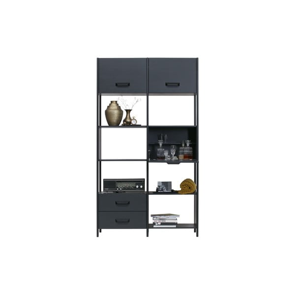 Čierna drevená polica so 4 zásuvkami BePureHome-image-4