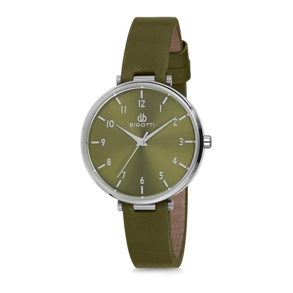 Zelené dámske hodinky s koženým remienkom Bigotti Milano Anette