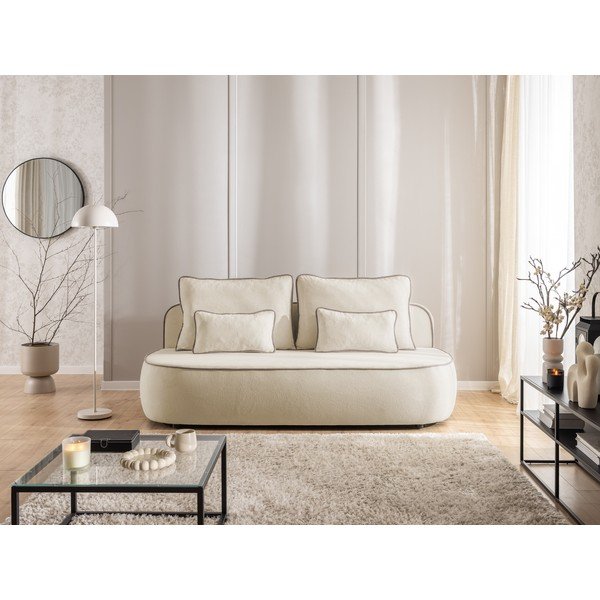 Béžová/taupe zamatová rozkladacia/s úložným priestorom pohovka 210 cm Saga – Ropez-image-2