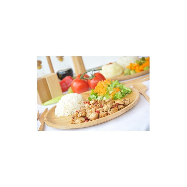 Bambusový servírovací podnos Bambum Penne, ⌀ 28 cm-image-1