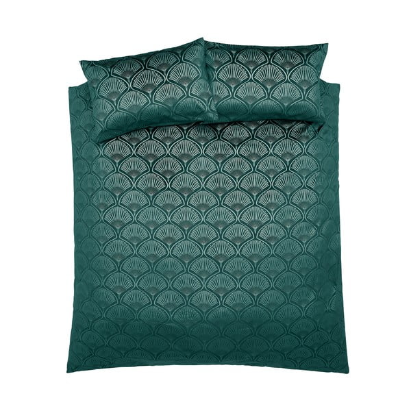 Zelené obliečky na dvojlôžko 200x200 cm Art Deco Pearl – Catherine Lansfield-image-2