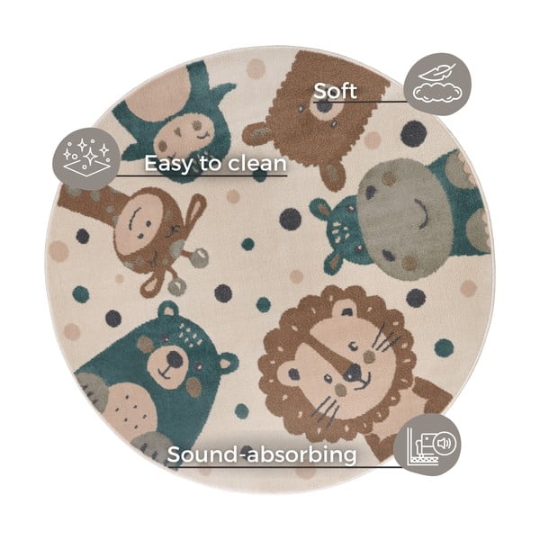 Béžový detský koberec ø 100 cm Animal Party – Hanse Home-image-4