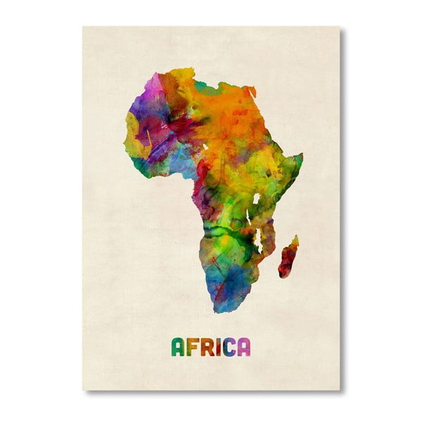 Plagát s pestrofarebnou mapou Afriky Americanflat Art, 60  ×   42 cm
