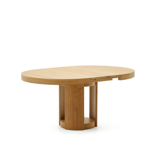 Okrúhly rozkladací jedálenský stôl s prídavnou doskou v dekore duba ø 120 cm Artis – Kave Home-image-4