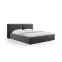 Tmavosivá zamatová čalúnená dvojlôžková posteľ s úložným priestorom s roštom 180x200 cm Arendal – Cosmopolitan Design