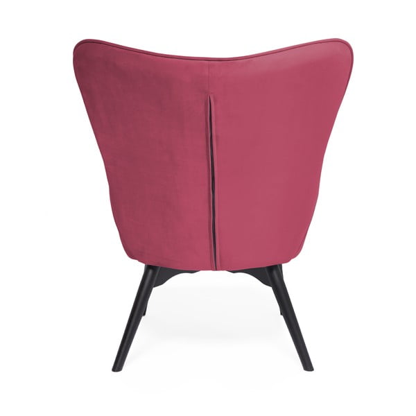 Ružovočervené kreslo a podnožka s podnožou v čiernej farbe Vivonita Cora Velvet-image-3