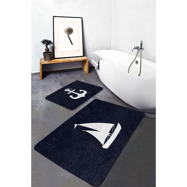 Tmavomodré kúpeľňové predložky v súprave 2 ks 60x100 cm – Mila Home-image-3