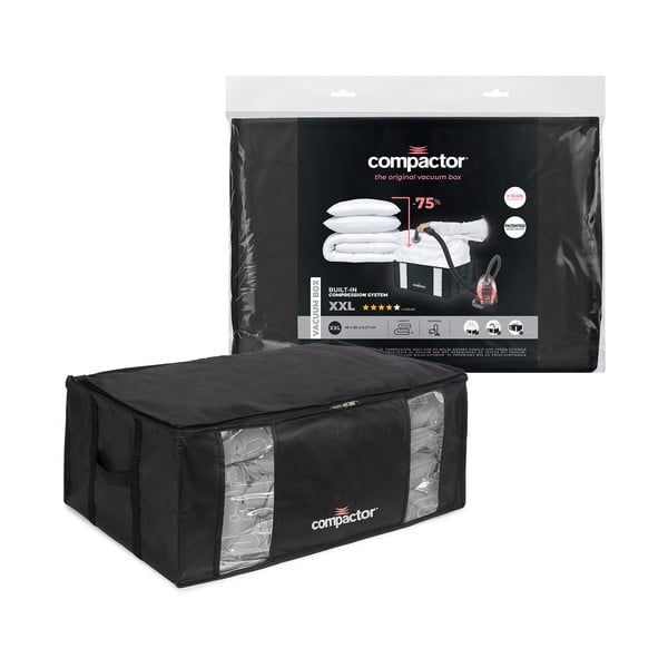 Čierny úložný box s vákuovým obalom Compactor Black Edition, objem 210 l