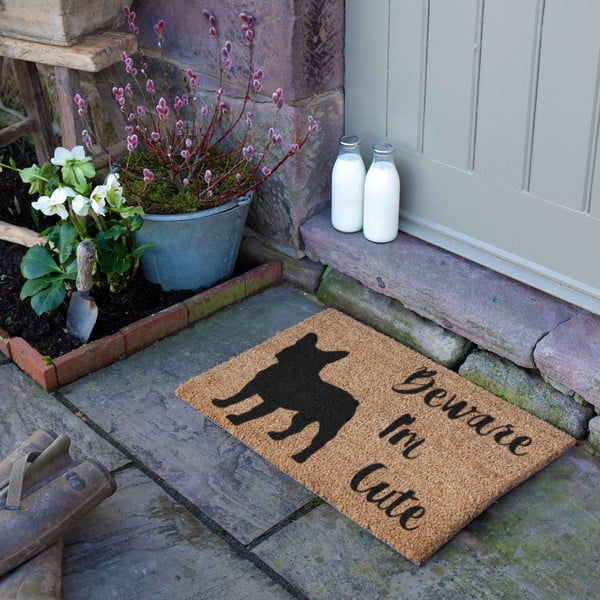 Rohožka z kokosového vlákna 40x60 cm Beware I'm Cute French Bulldog – Artsy Doormats-image-3