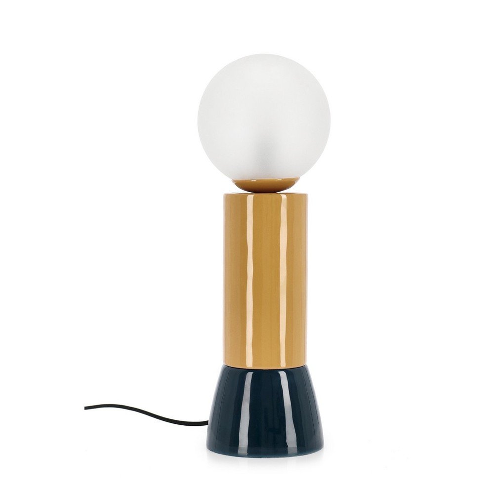 E-shop Kovová stolová lampa so skleneným tienidlom (výška 47 cm) Malton – Bizzotto